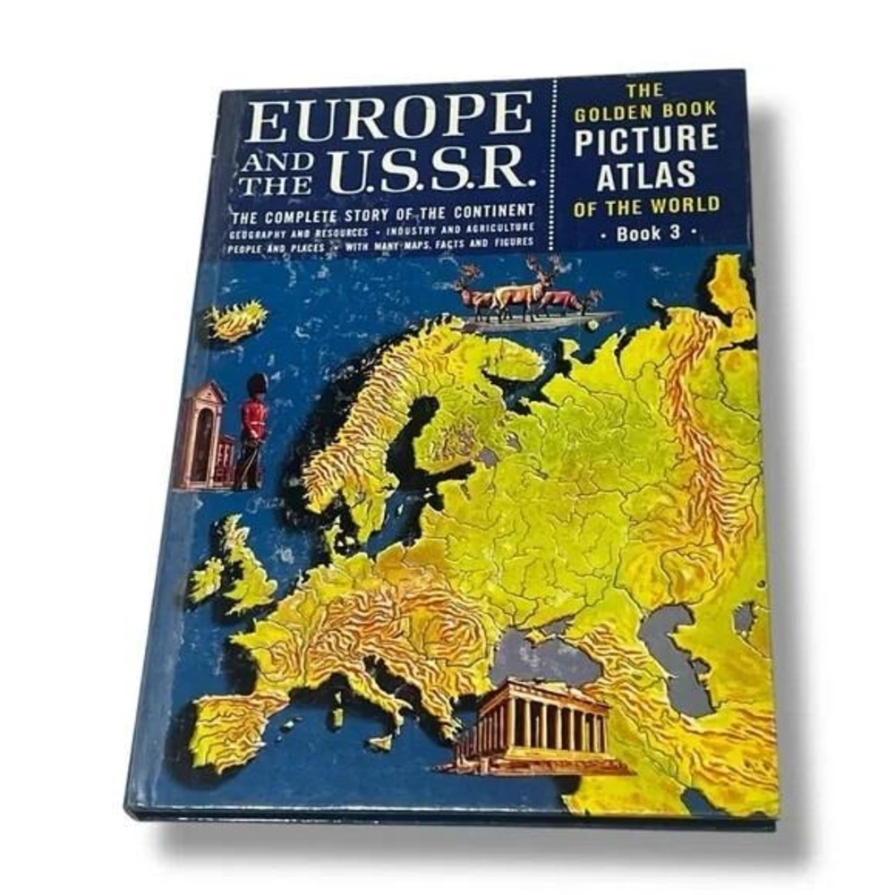 The Golden Book Picture Atlas Europe & The USSR Book 3 1960 Vintage Hardcover